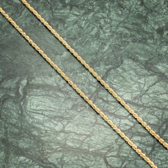 Solid Yellow Gold Plated 925 Sterling Silver 3MM Twist Rope Chain Necklace - Picture 2 of 6